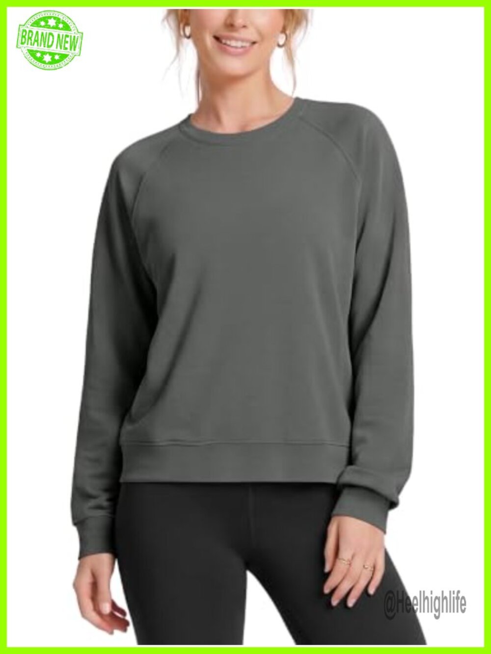 Modal Soft Raglan Long Sleeve Sweatshirt Oversized Crewneck Pullover